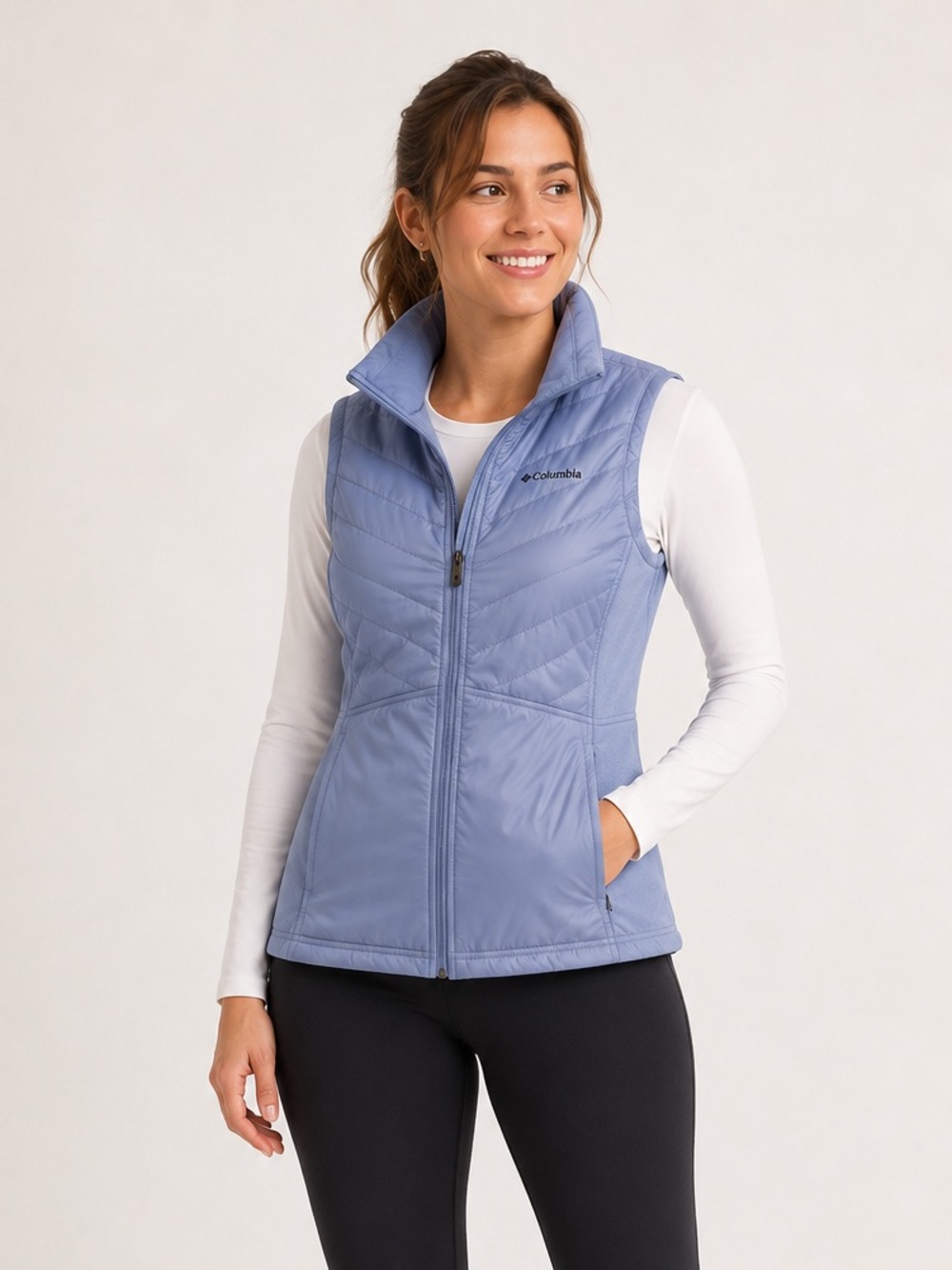 Columbia Blue Full Zip Lightweight Outdoor Vest Women’s S
